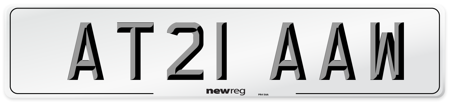 AT21 AAW Number Plate from New Reg